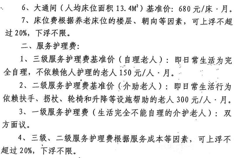 南通阳光老年公寓收费多少钱？